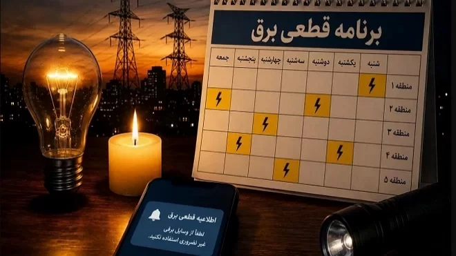 جدول جدید قطعی برق در شهر تهران 1405/04/24