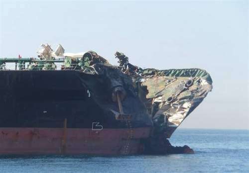 برخورد نفتکش ایرانی با کشتی چینی