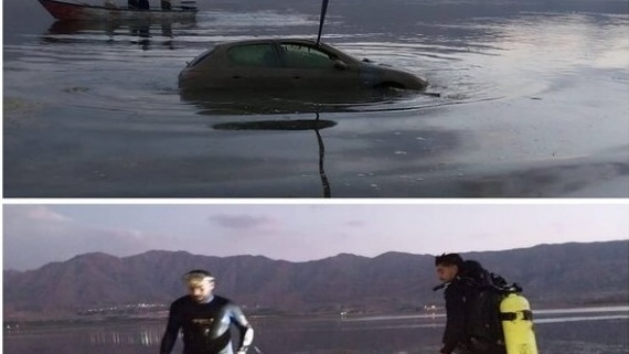 کشف خودروی ۲۰۶ و سرنشین غرقشده در تالاب چغاخور