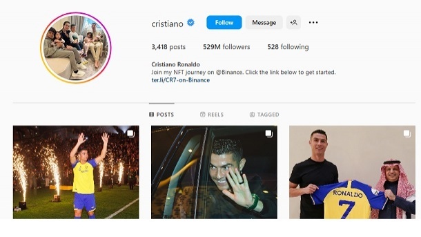 اعلام میزان درآمد رونالدو از اینستاگرام